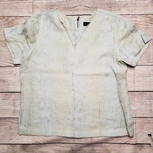 THE LIMITED Textured Pattern Light Blue Short Sleeve Blouse S